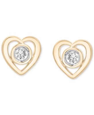Diamond Heart Stud Earrings (1/6 ct. t.w.) in 14k Gold, Created for Macy's