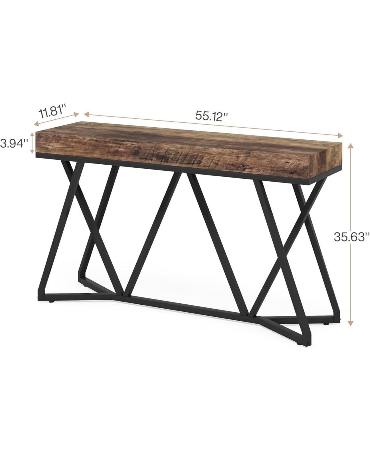 Tribesigns Console Table, Farmhouse Sofa Table Wood Entryway Table with Unique Metal Base, Behind The Couch Table Foyer Table, Industrial Acce