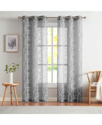 Sophia Linen Look 76" W x 96" L Grommet Window Panel Set