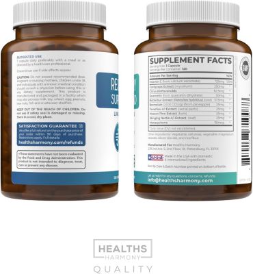 Respiratory Support Blend Capsules, Deep Lung Cleanse for Bronchial Health with Quercetin, Cordyceps, & Bromelain, Health's Harmony, 120ct