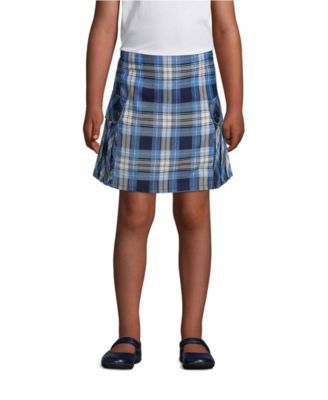 Lands End Little Girls Side Pleat Plaid Skort Above the Knee - Clear blue plaid 44$