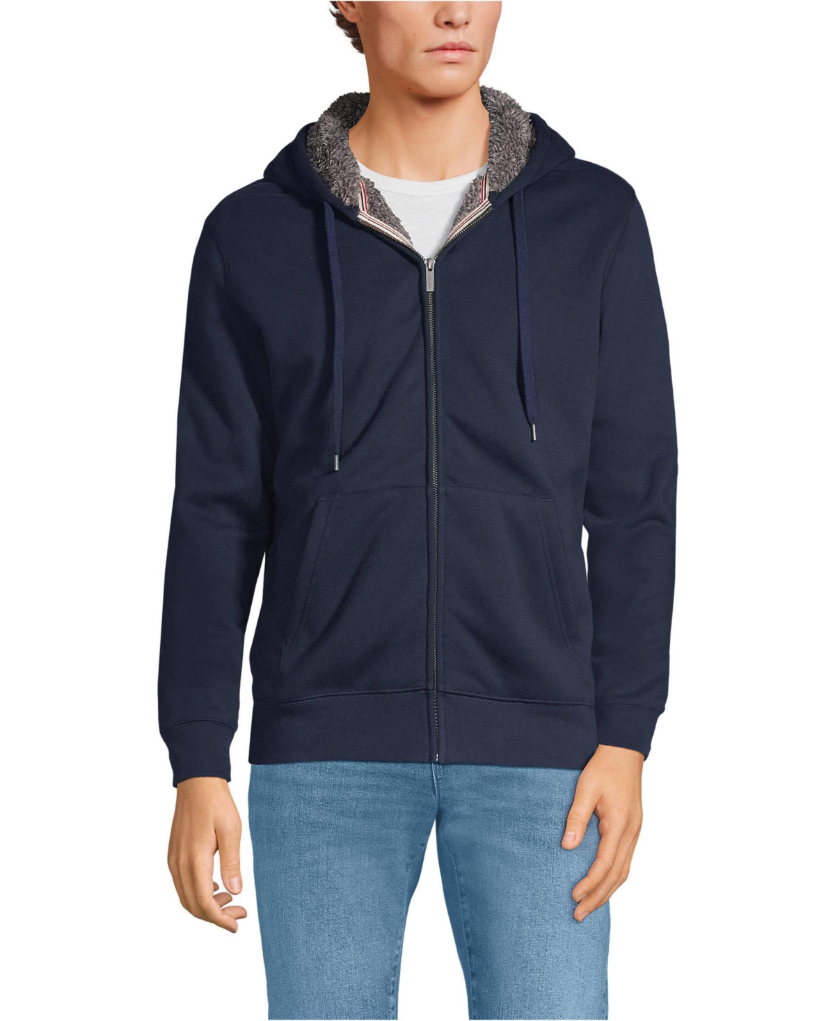 Lands' End Men's Tall Serious Sweats Full Zip High Pile Fleece Hoodie
