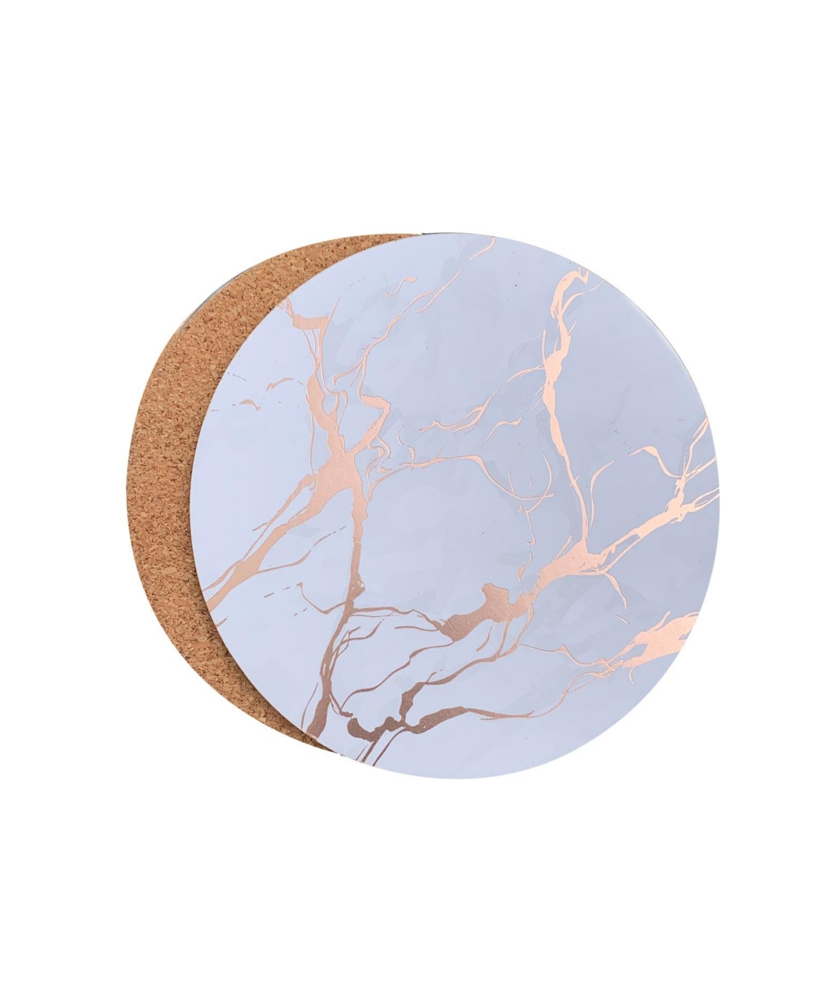 Dainty Home Marble Cork Table Set With 4 Foil Printed Marble Granite Designed Thick Cork Textured Round Placemats and 4 Round Coasters 4