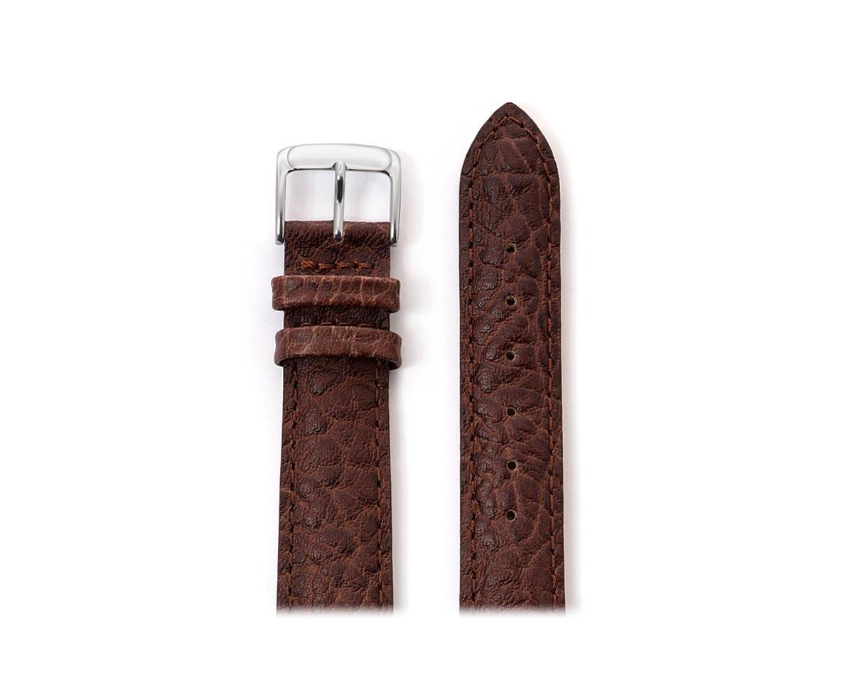 Men's Heavy Texture Buffalo Grain Watchband 24mm Brown- Xl - Open Brown 244