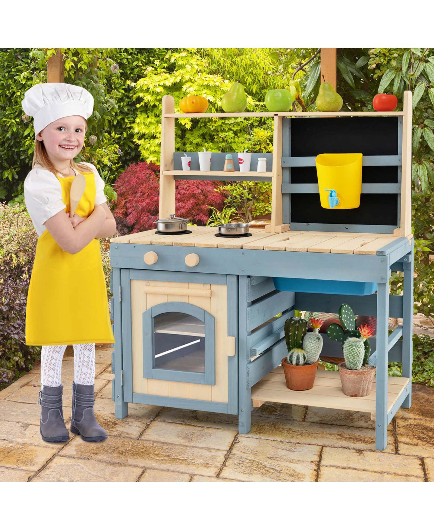 Детская игрушка Costway 2-In-1 Outdoor Mud Kitchen, от 3 лет, цвет: Синий — фото 4