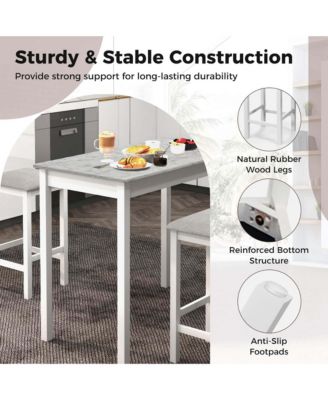 3 PCS Bar Table Set Dining Table & 2 PVC Leather Upholstered Bar Stools