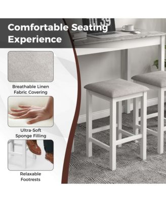 3 PCS Bar Table Set Dining Table & 2 PVC Leather Upholstered Bar Stools