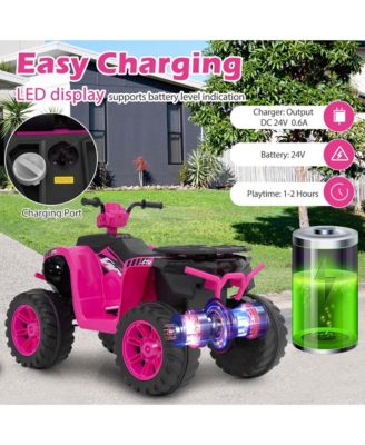 24V Kids Ride-On Electric ATV 4-Wheeler Quad Car with Wireless Connection