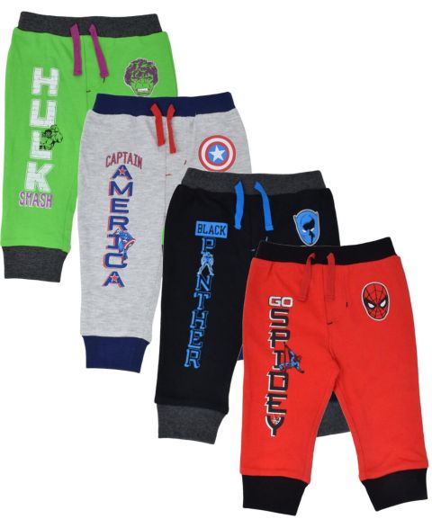 Брюки Avengers Hulk Black Panther Captain America 4 Pack Jogger Pants Newborn to для мальчиков-малышей, цвет: Зелёный / Красный