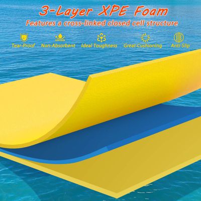 3-Layer Tear-Resistant Foam Floating Pad Island Water Sports Relaxing Orange