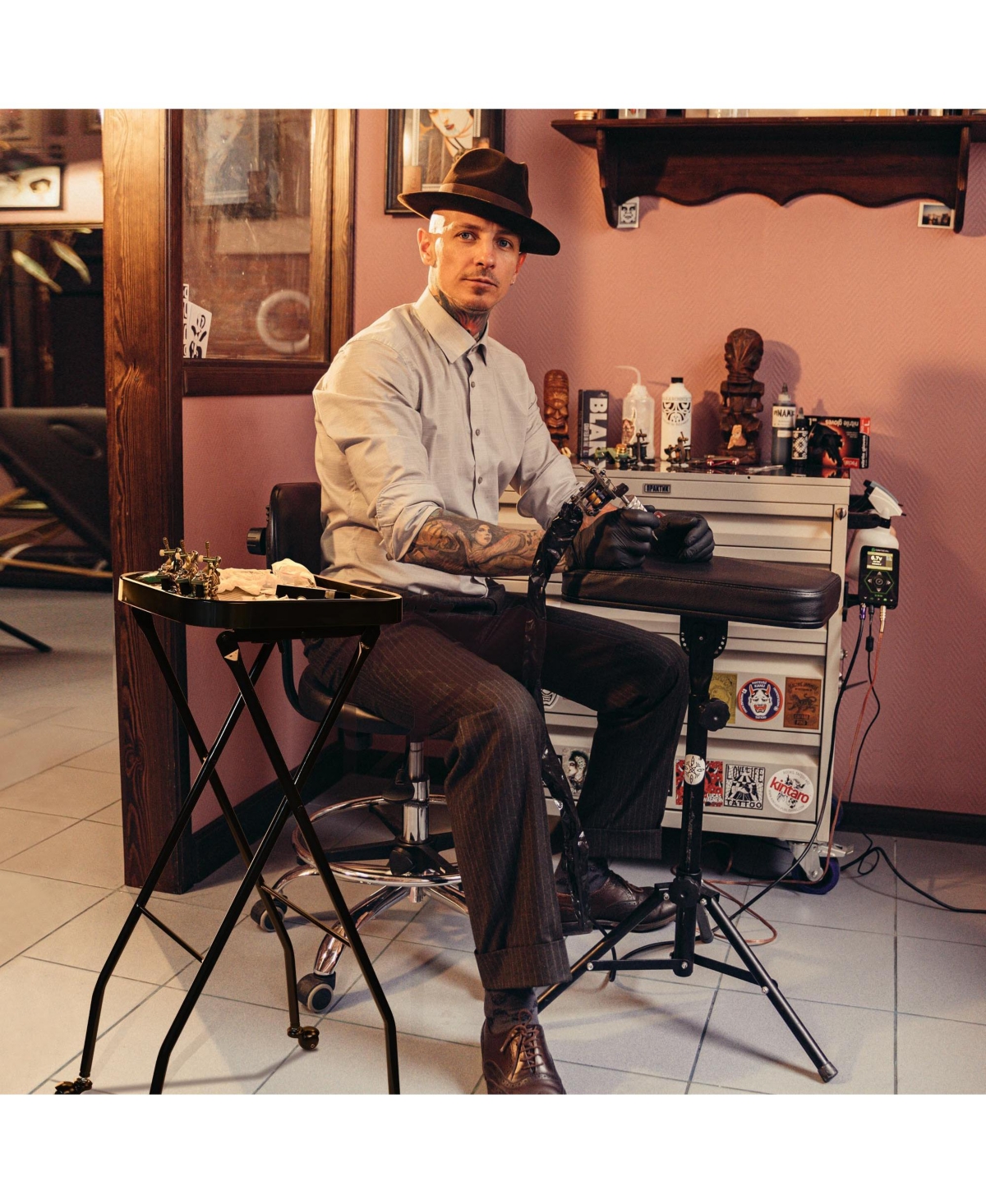 Salon Folding Rolling Tray Station Service Trolley Storage Cart For Barber Shop