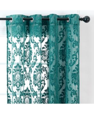 Premium Devore Sheer Grommet Curtains - Classy, Light Filtering Drapes for Living Room or Bedroom - 52" x 108" - Blue, 2 Panels