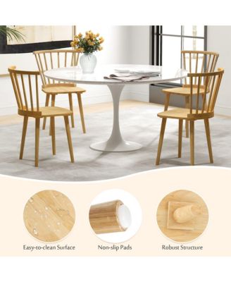 Rubber Wood Windsor Dining Chairs Set of 2 with Spindle Back for Living Room