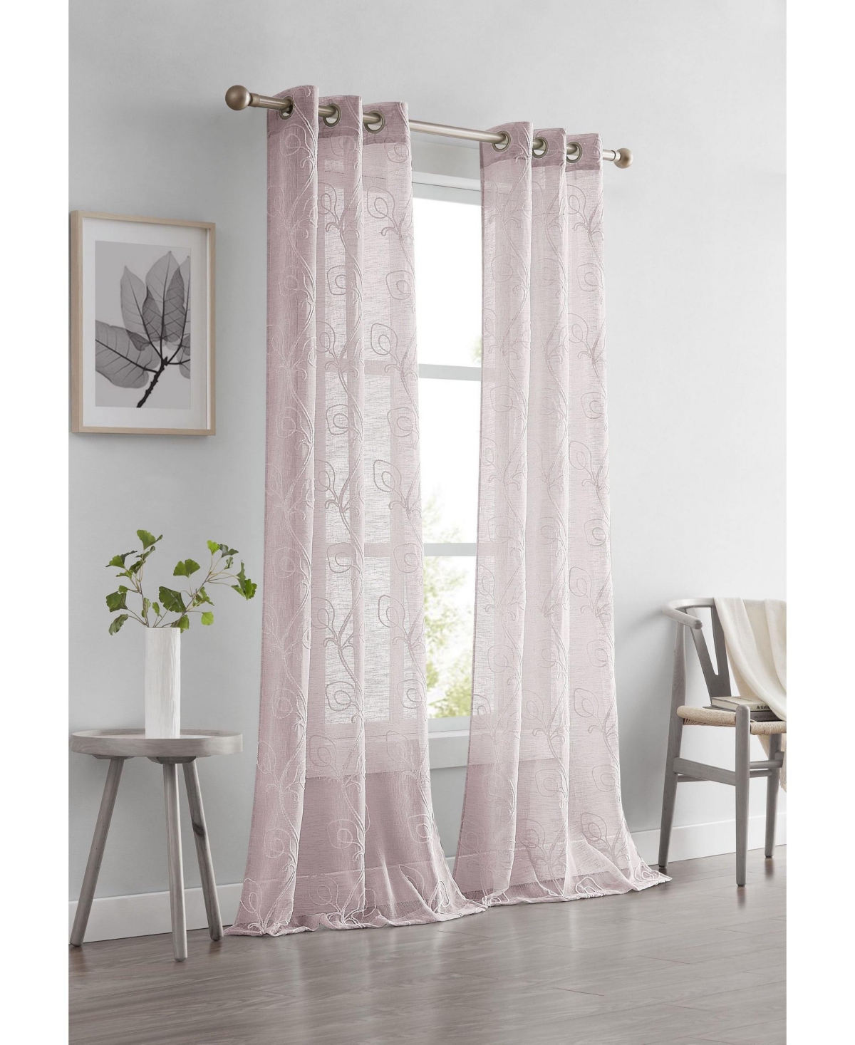 Stella Linen Look 76" W x 84" L Grommet Window Panel Set - Blue