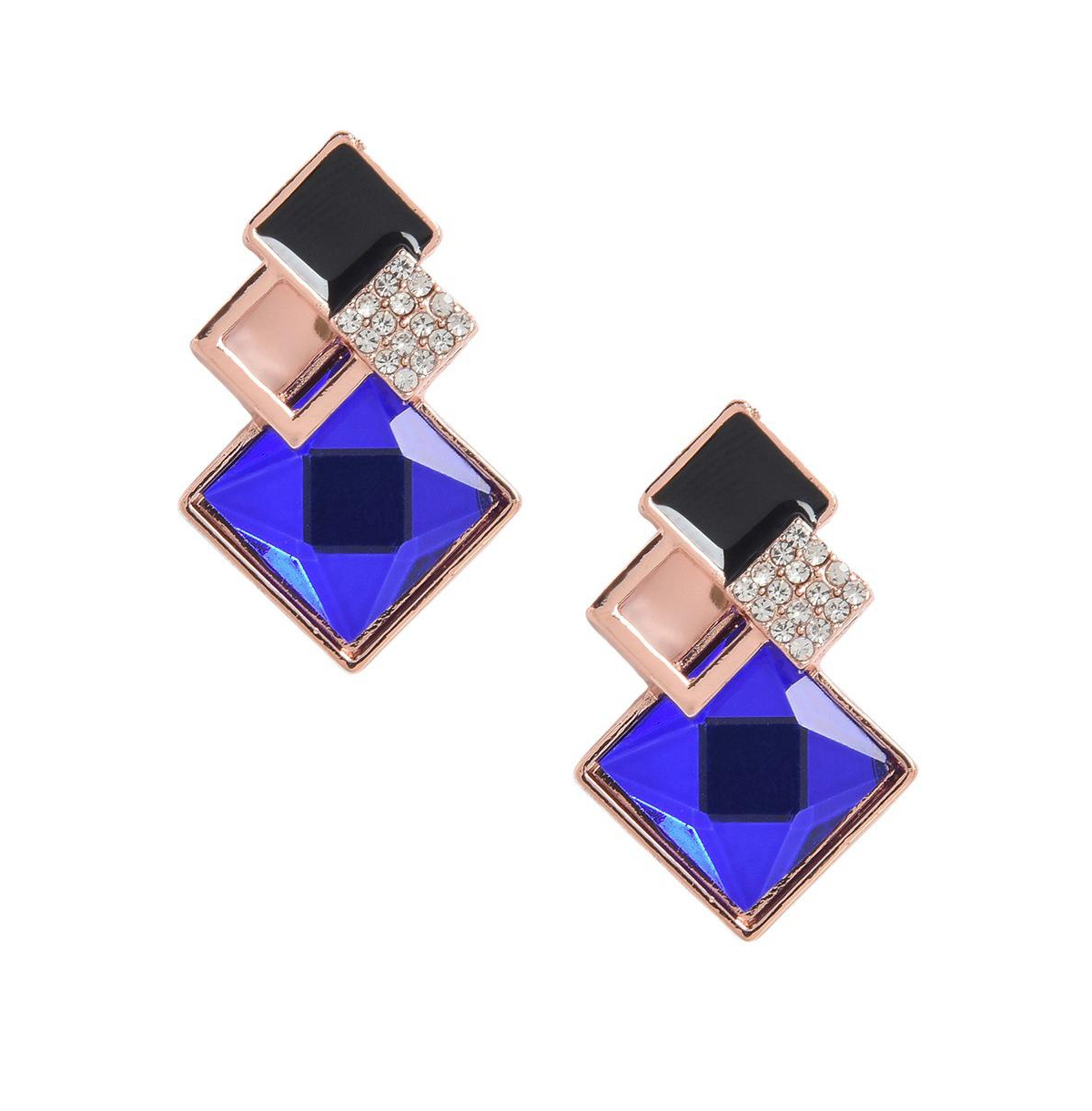 Sohi Women's Geometric Stud Earrings - Blue