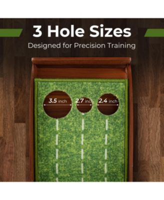 Golf Putting Mat Practice Training Aid with Auto Ball Return and 3 Hole Sizes