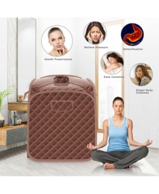 Portable Personal Steam Sauna Spa with Steamer Chair-Coffee
