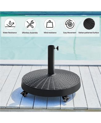 Wheeled 53 lb Self-weight Patio Umbrella Base Black
