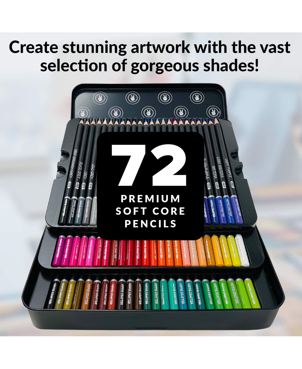 Hippie Crafter 72 Pc Professional Colored Pencils Set