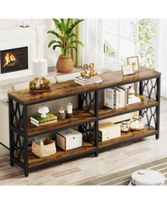 70.9" Industrial Console Table with Storage Shelves, 3-Tier Entryway Sofa Table for Living Room or Hallway