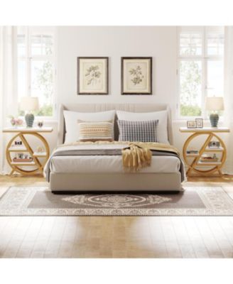 End Table, 3-Tier Faux Marble Side Table with Storage, Wood Narrow Sofa Side Table, Modern Nightstand and Bedside Table, Gold & White