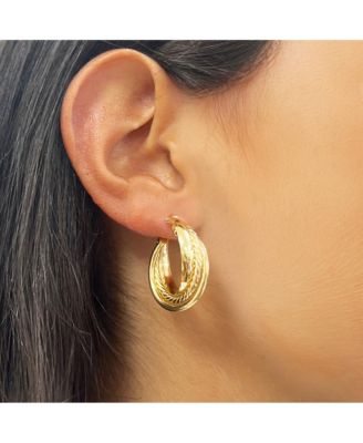 Triple Braided Gold Hoops 14K Gold