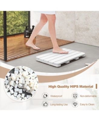 Waterproof HIPS Spa Shower Mat for Bathroom with Non Slip Foot Pads-White