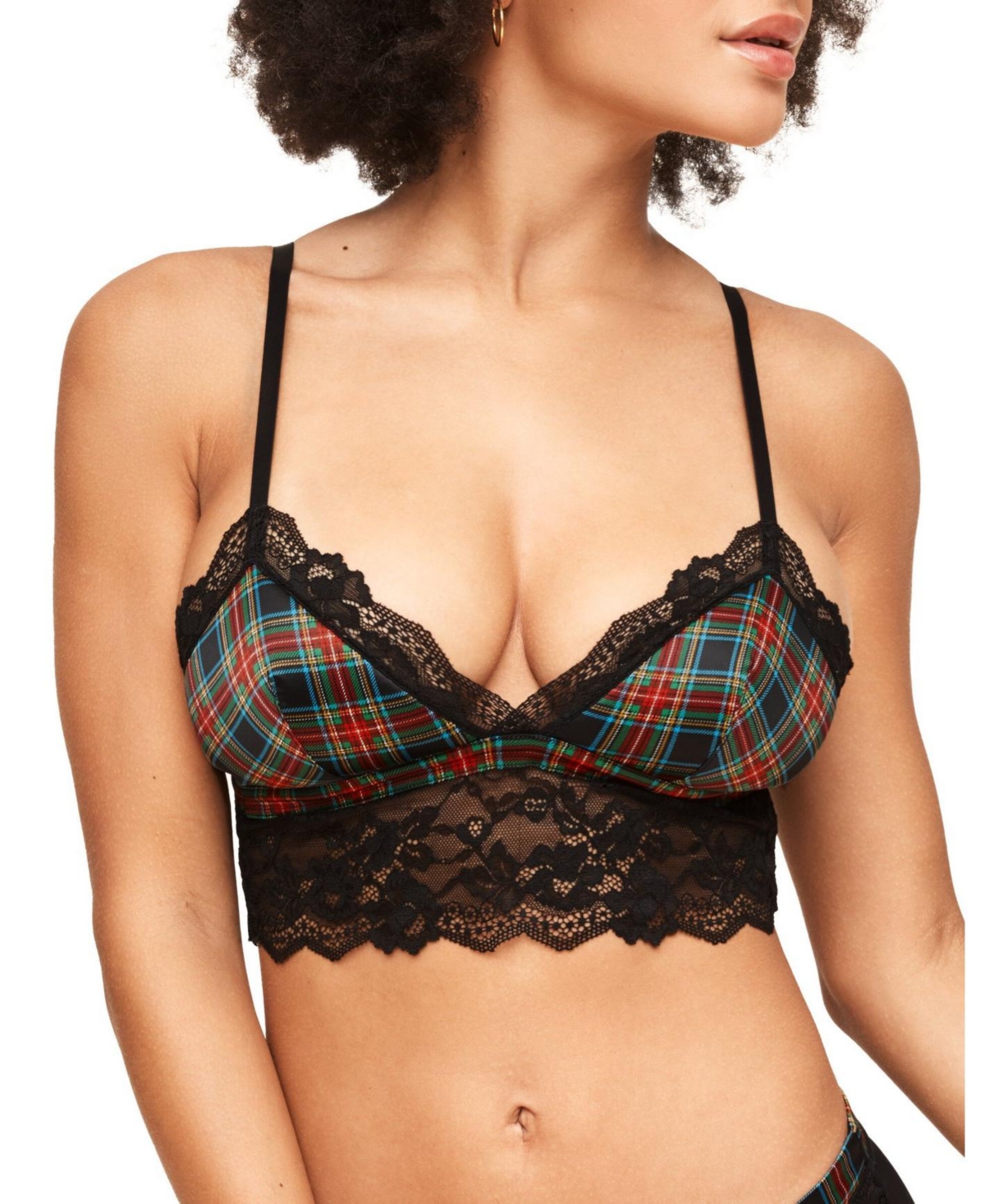 Women's Breena Contour Bralette Bra - Plaid black