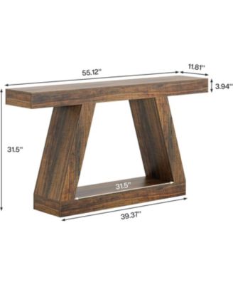 Farmhouse Console Table, 55-Inch Rustic Sofa Table with Storage, Industrial Wooden Entryway Table for Hallway, Living Room