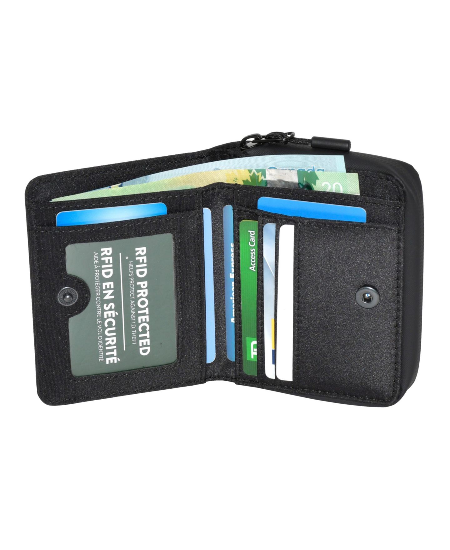 Мужской кошелёк Roots Compact Zip Around Snap Wallet, цвет: Чёрный комбинированный — фото 8