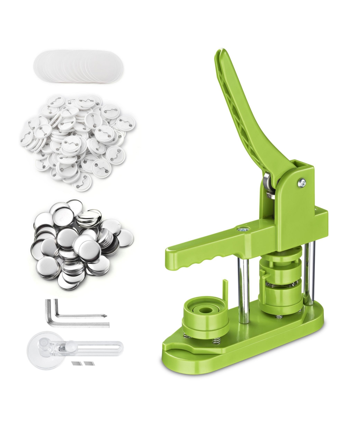 1 1/4&#x22; 32mm Backpack Pin Button Maker Machine Installation-Free Diy Pin Badge Punch Press Kit - Green