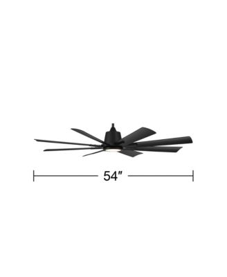 54" Inspirit Modern Indoor Outdoor Ceiling Fan 8 Blade LED Light Remote Control Matte Black Finish Bedroom Damp Rated