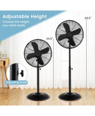 16" Standing Pedestal Fan with 3 Speed Settings Carrying Handle Aluminum Blades