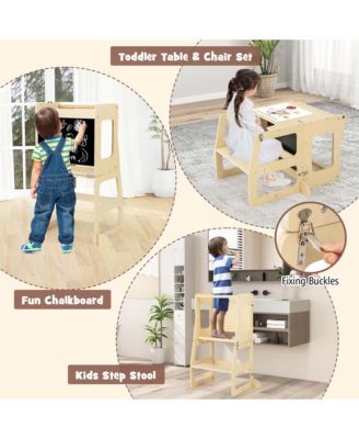 7-in-1 Toddler Climbing Toy Set with Reversible Ramp Convertible Step Stool