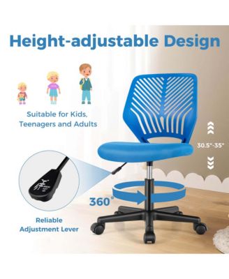 Height-adjustable Ergonomic Kids Desk Chair with Universal Casters Working Chair