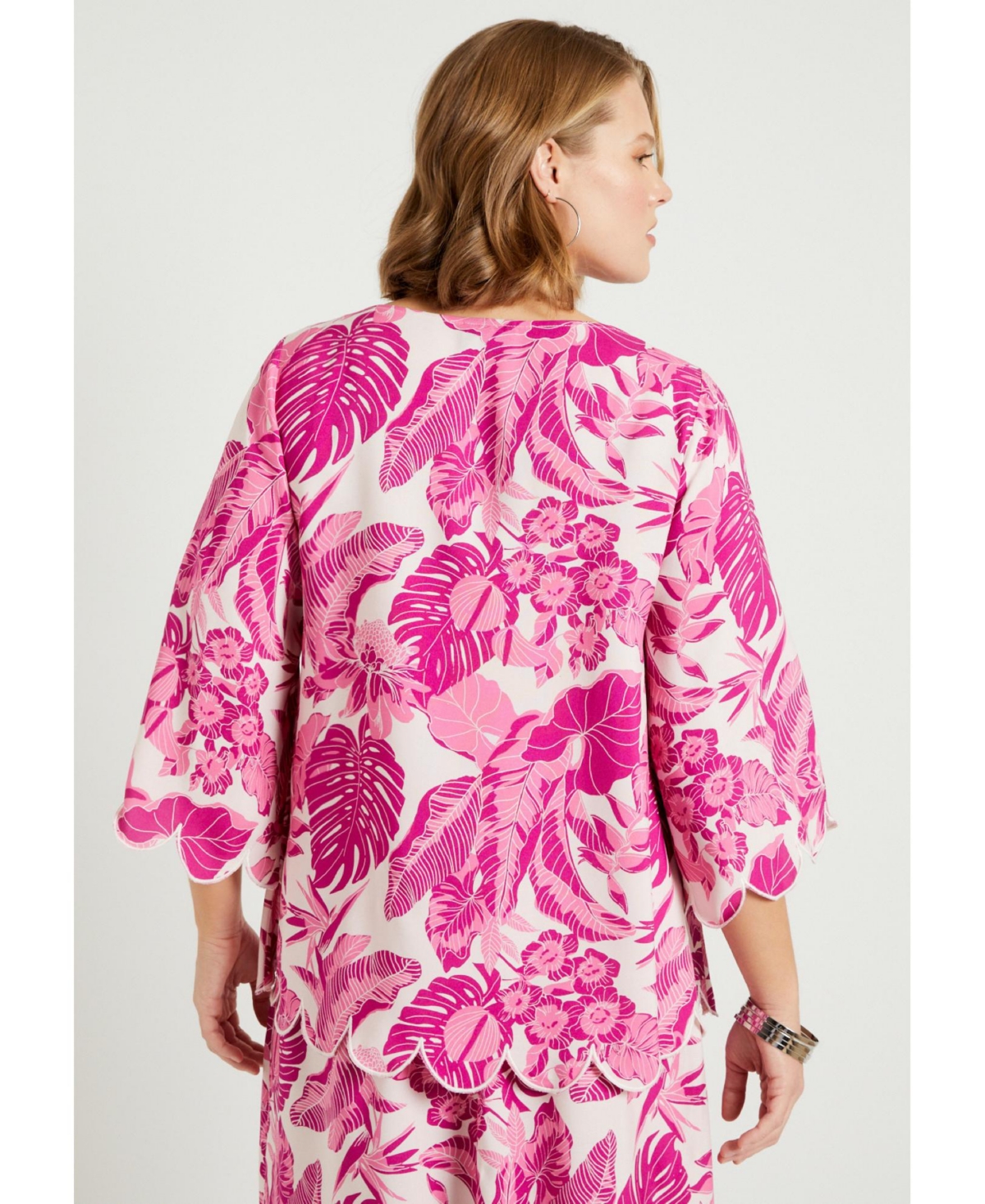 June + Vie Plus Size June + Vie Scalloped Blouse