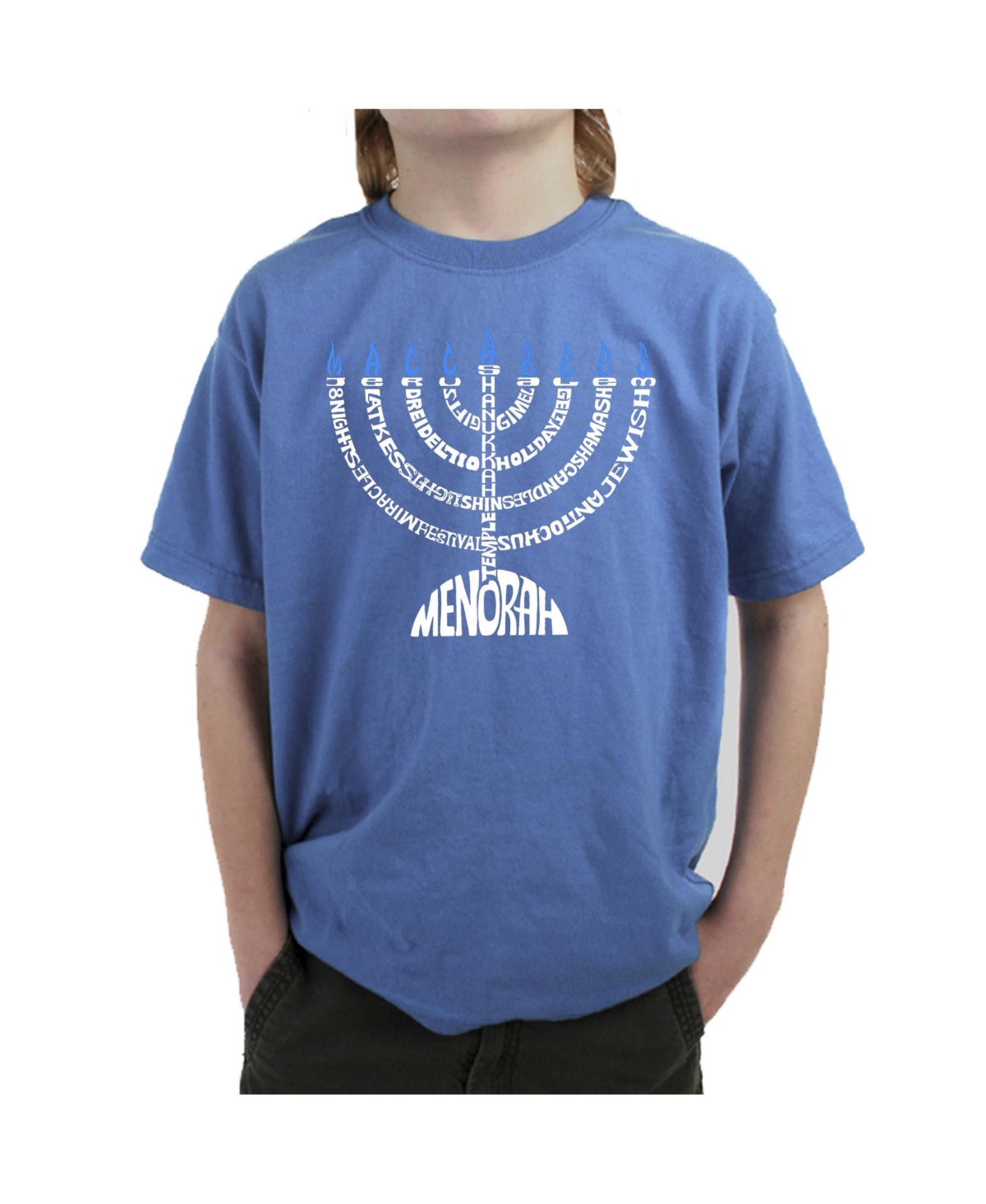 La Pop Art Boys Menorah Word Art T-Shirt