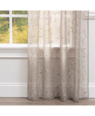 Premium Embroidered Swirl Vine Curtains - Sheer Curtains for Living Room, Bedroom, Kitchen - 52" x 63" - Sage, 2 Panels