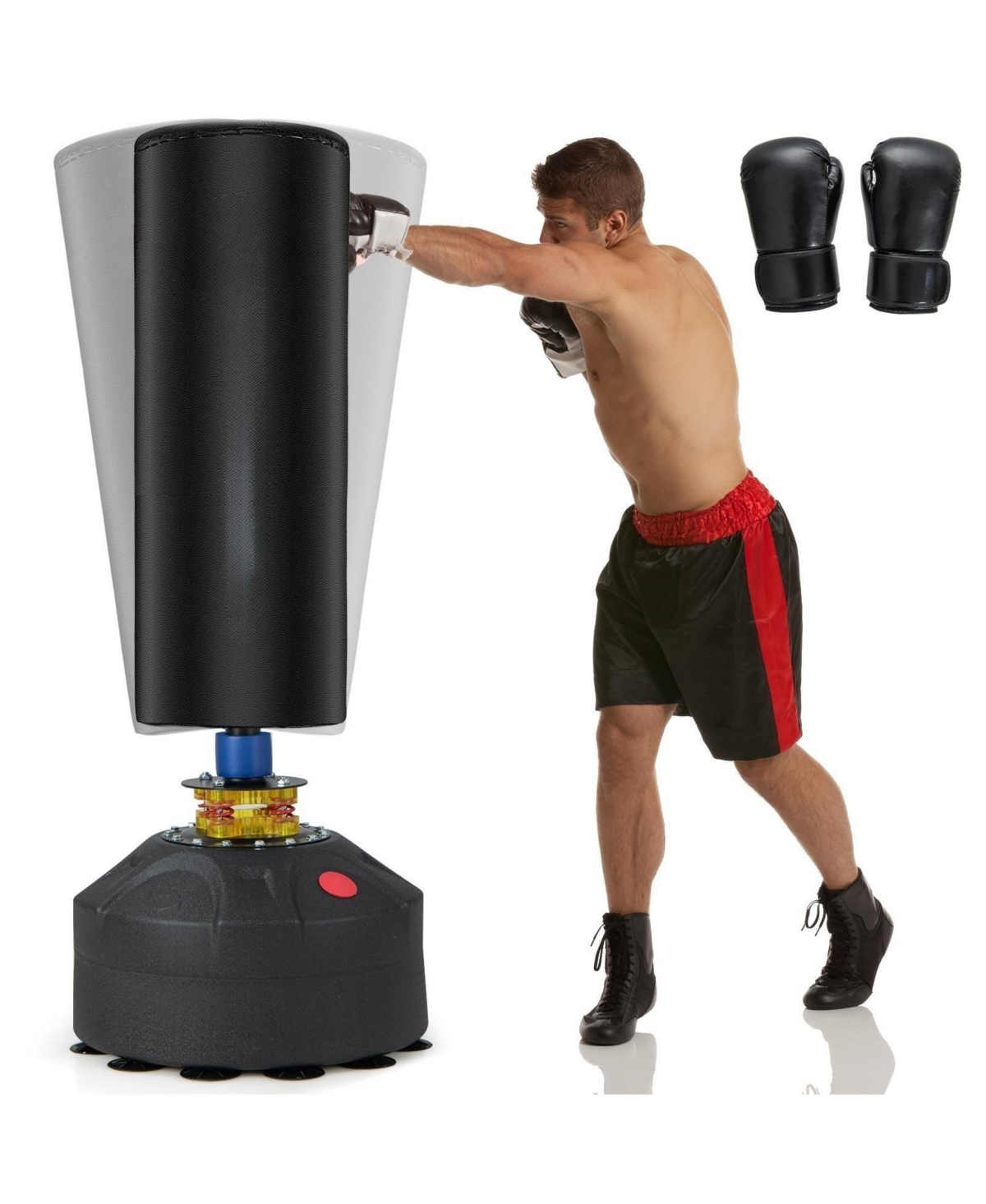 Freestanding Punching Bag Kickboxing Bag with Stand and Suction Cup Base - Black