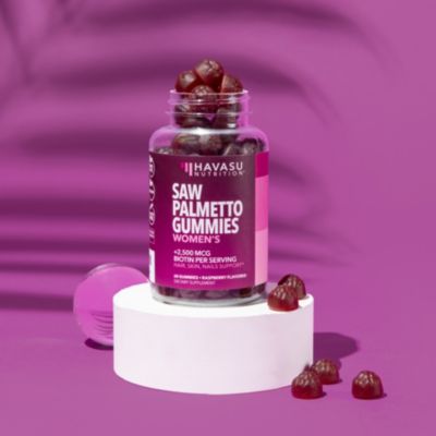 Saw Palmetto for Women + 2500 mcg Biotin Gummies, DHT Blocker & Biotin Gummies for Hair Skin & Nails, Postpartum Hair Growth, 120ct