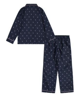 Girls 7-16 2-Piece Woven Long-Sleeve Shirt and Pants Pajama Set