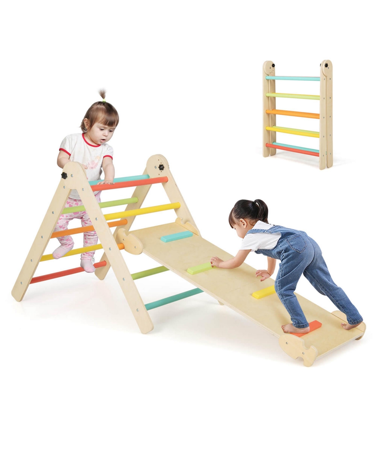 Costway 3-in-1 Triangular Climbing Toys Foldable & Height-adjustable Triangle Set - Assorted pre-pack