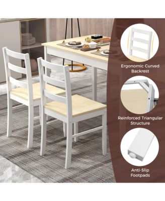 5-Piece Dining Set Solid Wood Kitchen Furniture with Rectangular Table & 4 Chairs