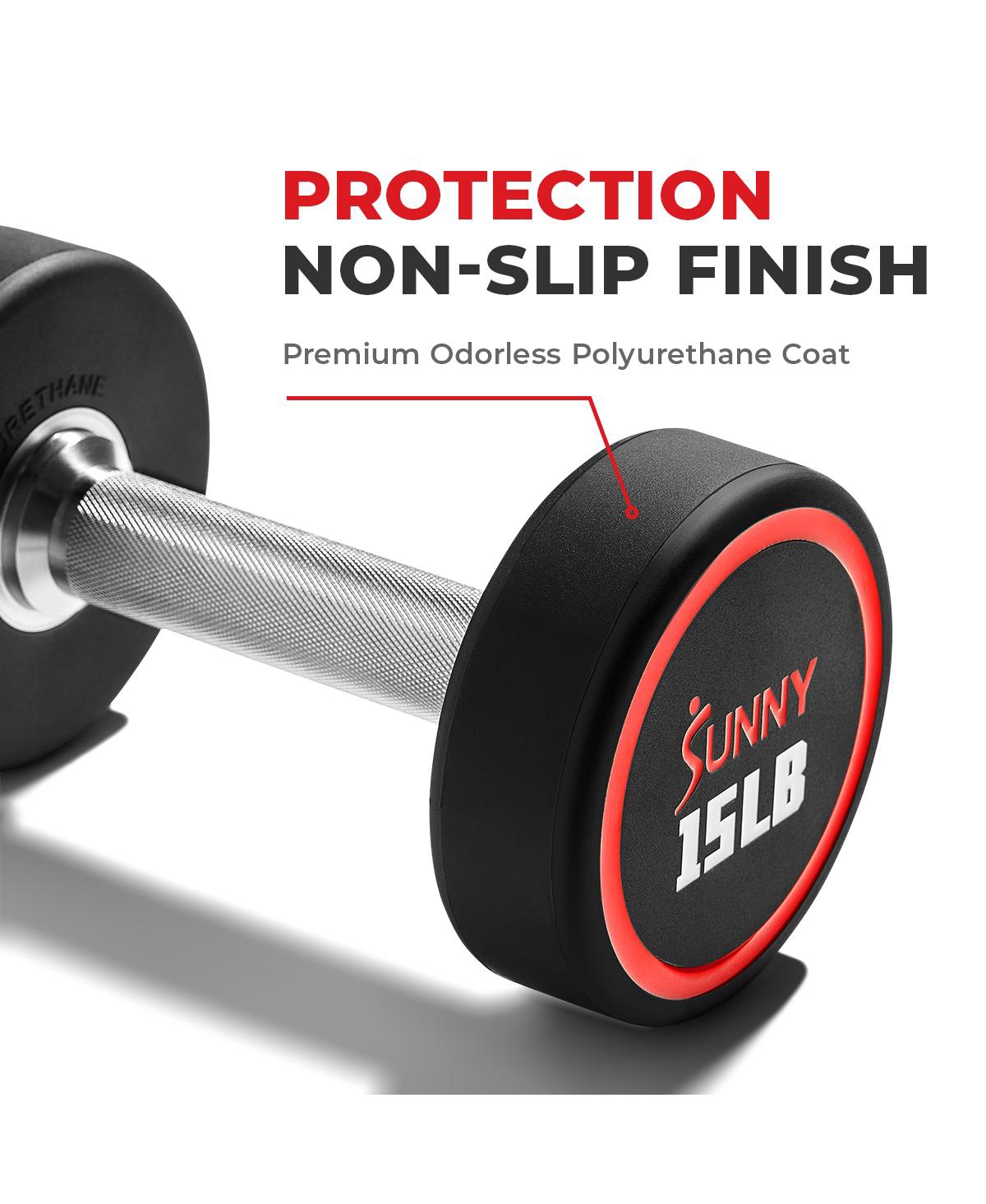 Sunny Health & Fitness Signature Style Polyurethane Round Dumbbells 35-Pound – Sf-DB02-35