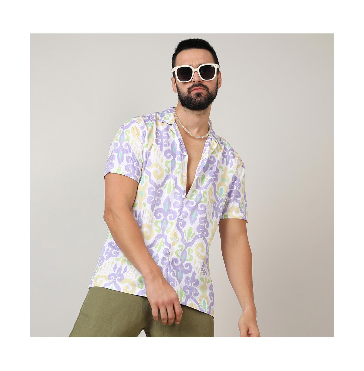 Campus Sutra Men's Lilac & PaleEthnic Shirt - Yellow