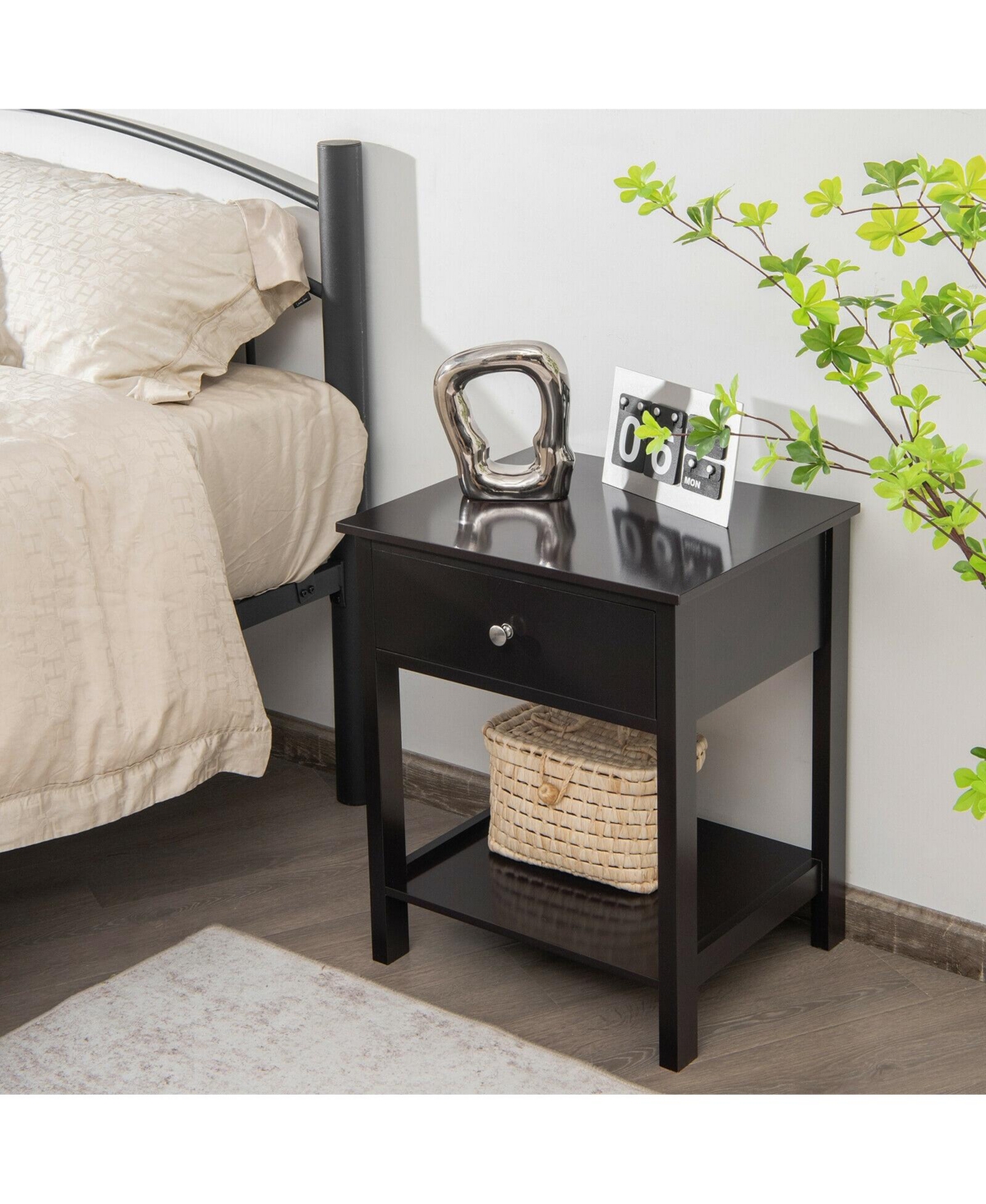 Sugift Wooden Storage Shelf with Drawer for Bedroom and Living Room