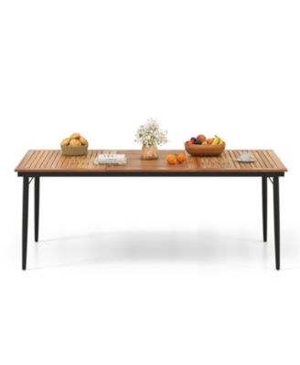 79 Inch Acacia Wood Outdoor Dining Table for 8 with 1.9 Inch Umbrella Hole