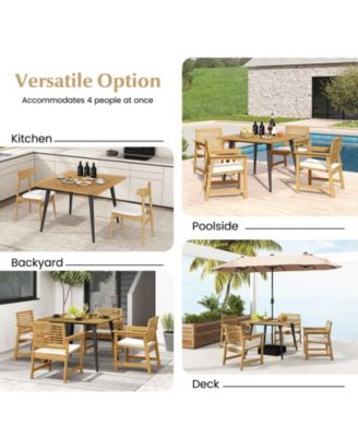 4-Person Acacia Wood Outdoor Dining Table