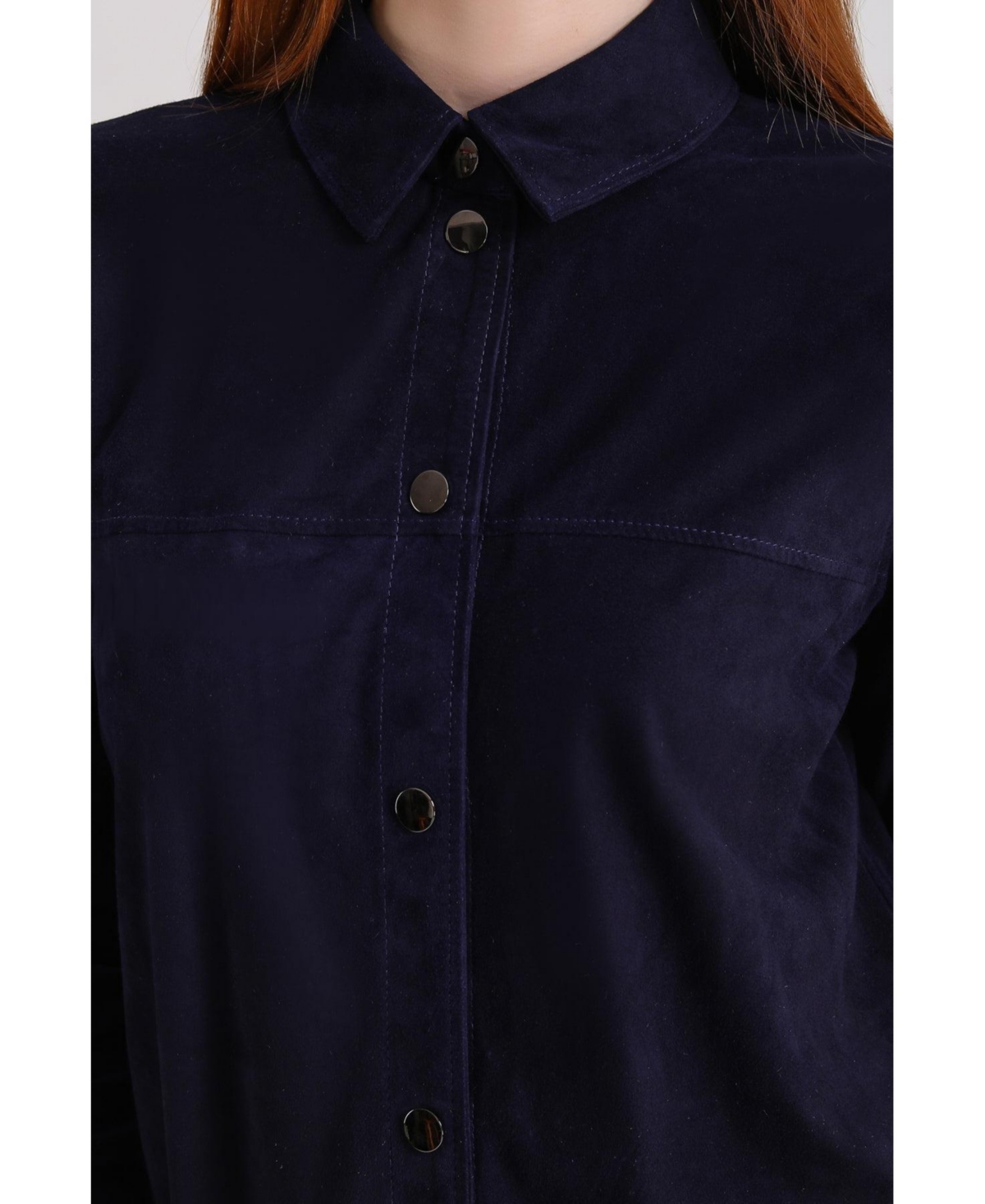 Furniq Uk Women's Suede Shirt,- Navy