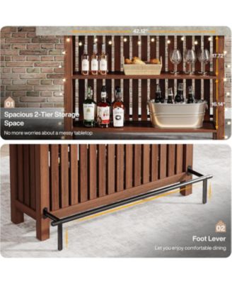 63-Inch Large Home Bar Unit, Modern 2-Tier Bar Table with Footrest, Corner Mini Coffee Bar Cabinet